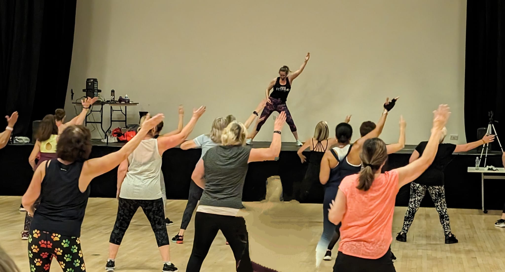 People taking part in Jazzercise class