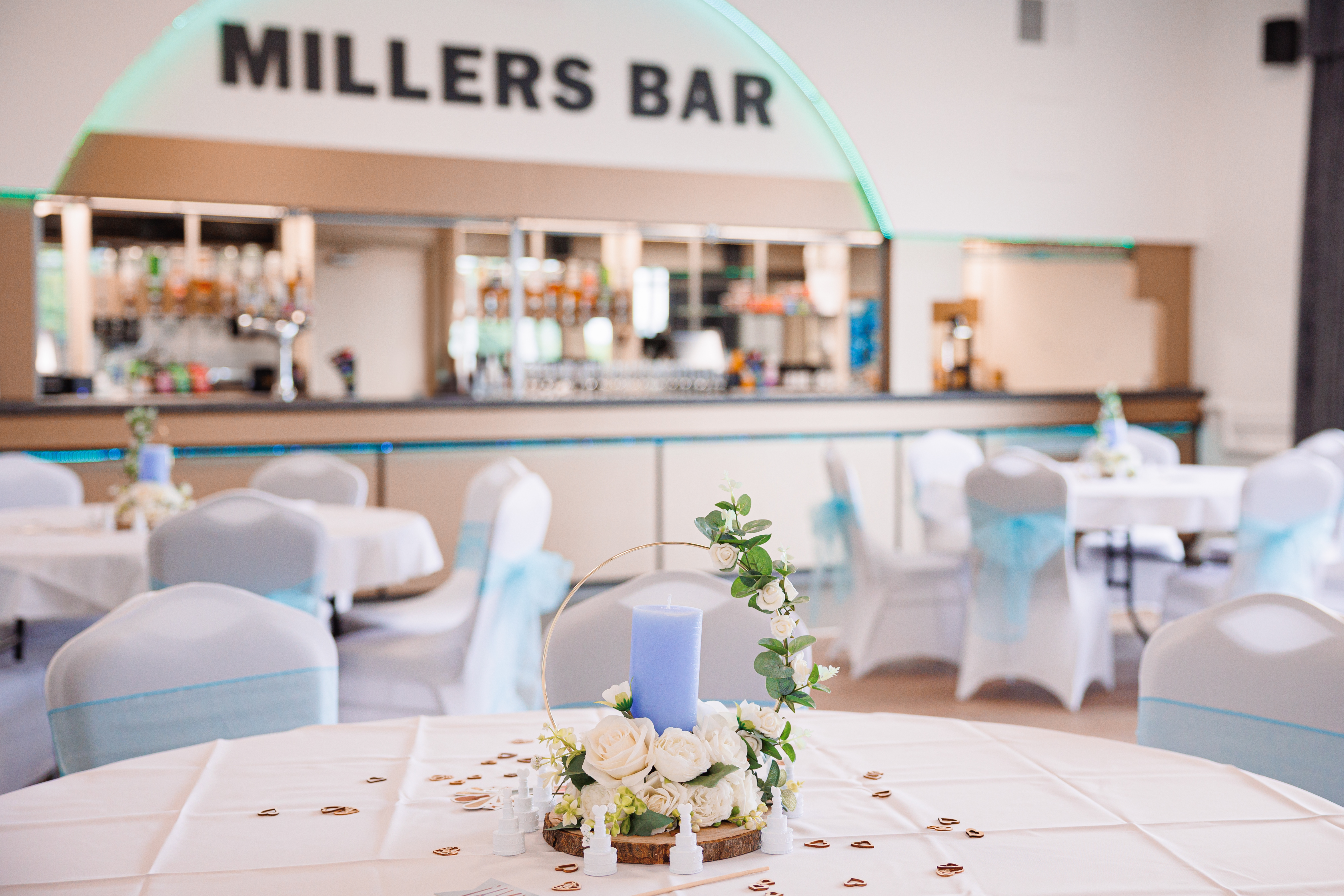 Bar Lounge photo with table decoration & Millers Bar in background