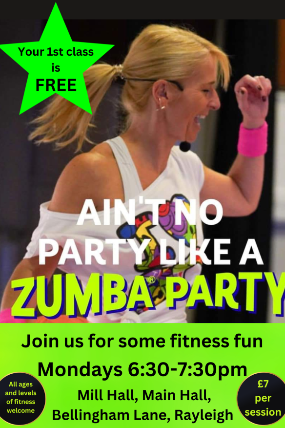 Poster for Zumba on Monday evenings 