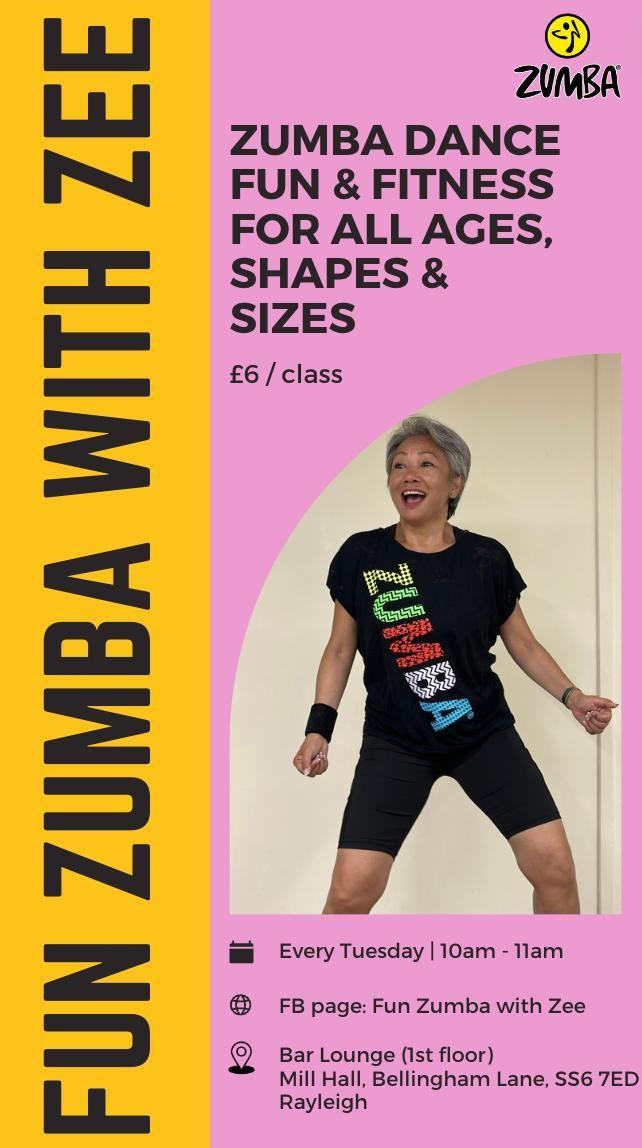 Poster for Zumba Class. All information available on webpage.